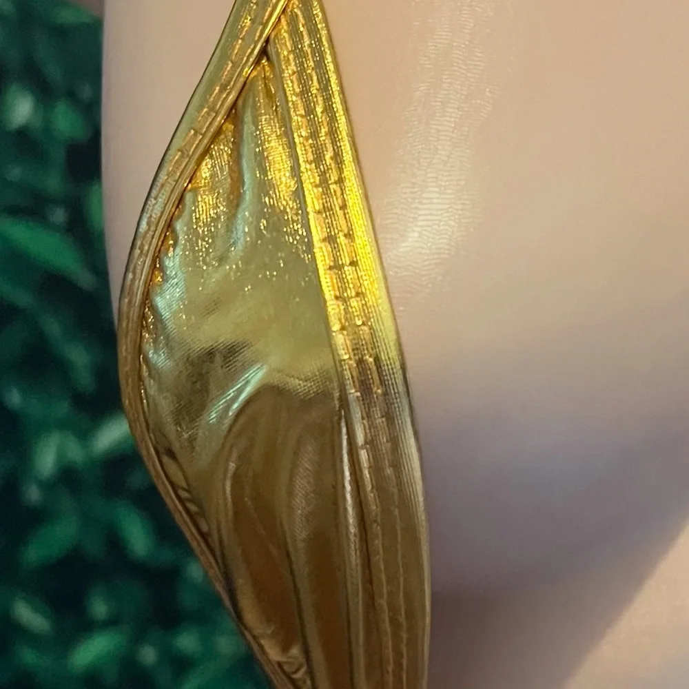 Gold Slingshot Remix Exotic Dancewear Stripper Outfit - Picture 2 of 5